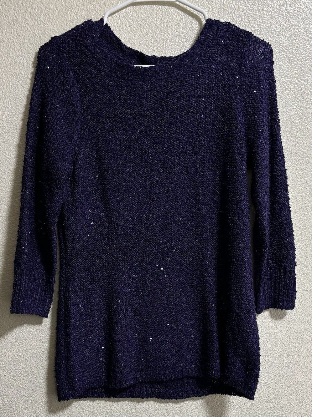 Chico's Sequin Sweater Pullover Festive Glam Purple Whimsy Women’s Size 0 Small